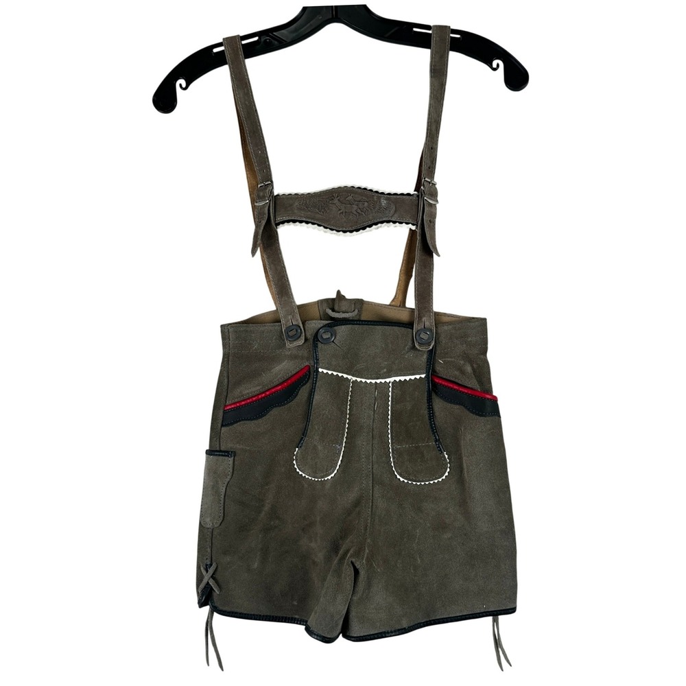 WMW Lederhosen Suede Shorts Womens Size XXS (German 32) Olive Bavarian Trachten